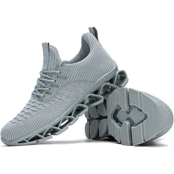 Women Gray Slip-On Walking Running Shoes Blade Sneakers Non-Slip Comfort Shoes - Picture 6 of 7